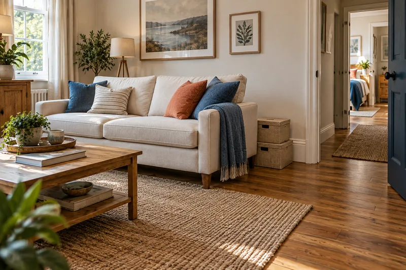 Illustrative living room with clear access around furniture