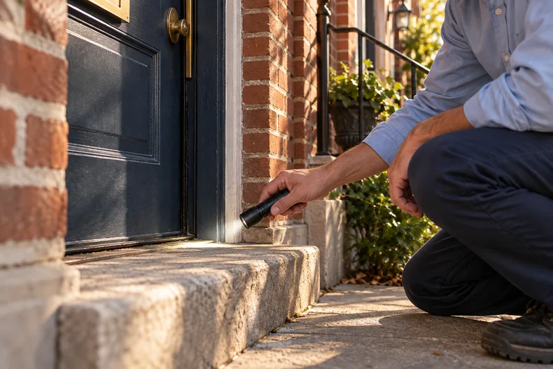 Illustrative close-up of a doorway inspection, not a documented Swift visit